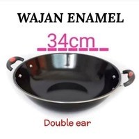 Gb031 Wajan Anti Lengket Enamel Double Ear Penggorengan Kuali Hitam Anti Lengket 34 Cm Kuali Masak