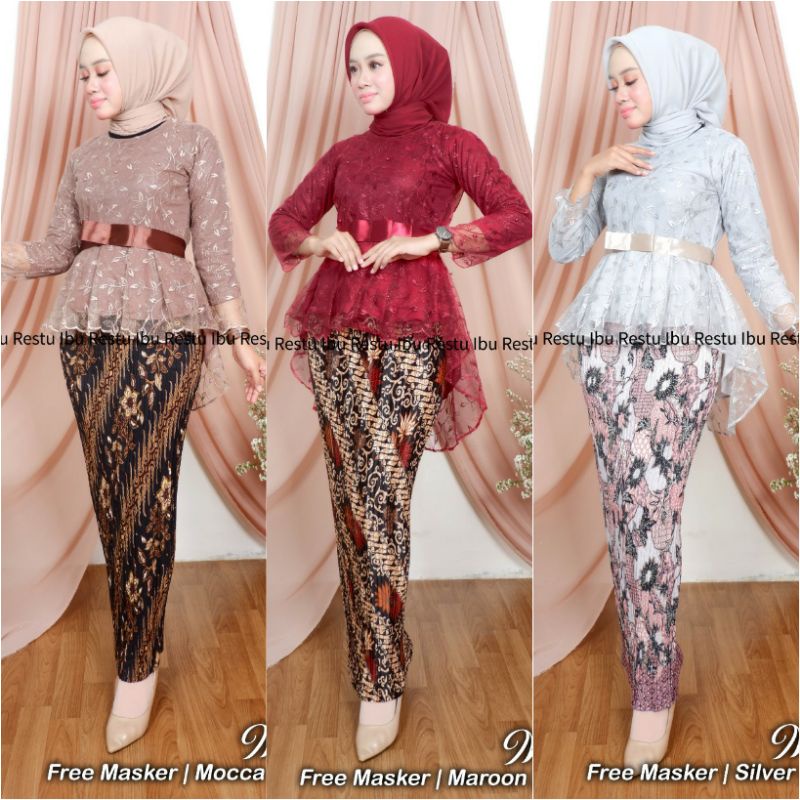 setelan kebaya aurora tulle mutiara/kebaya wisuda/kebaya kartini/kebaya terbaru/kebaya murah/kebaya