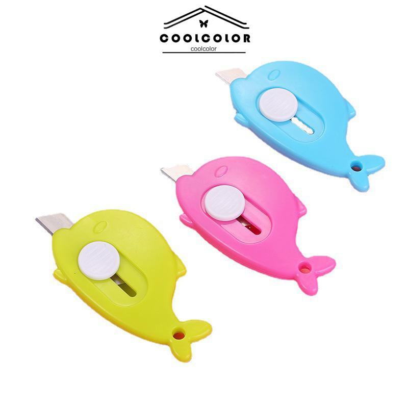 COD Mini Kartun Pemotong Utilitas Kecil Portabel Pemotong Unboxing Wortel Dolphin Whale Art Paper Cutter- cl