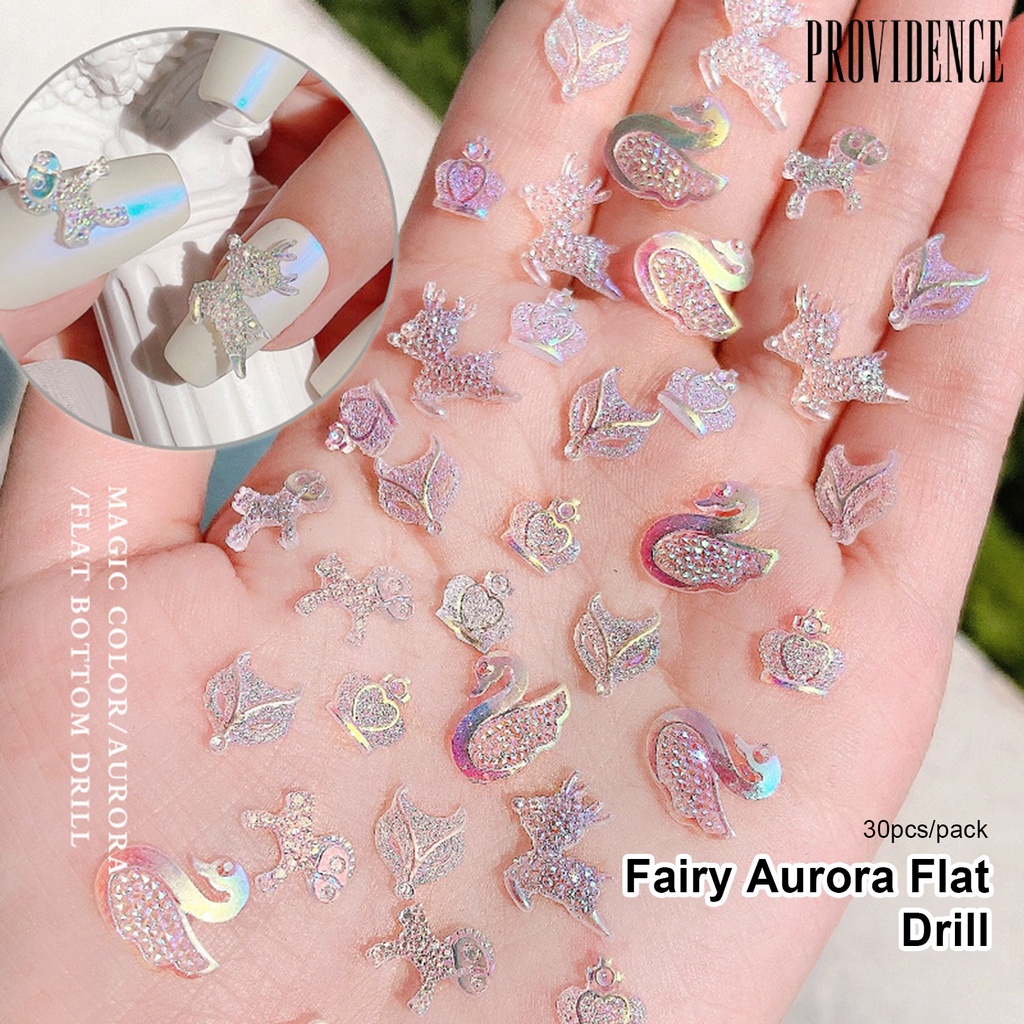 Providence 30Pcs/Pack Nail Decorations Crown Animal Shape Flat Bottom Resin Nail Art Rhinestones Jewelry for Nail Design