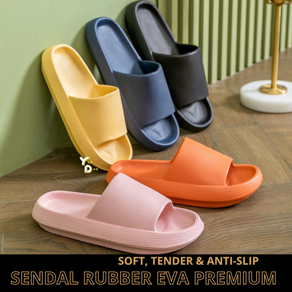 Sendal Korea Selop Karet Universal Polos EVA Anti Slip &amp; Air Empuk Fleksibel Unisex BERKUALITAS - Sendal Flip-Flop