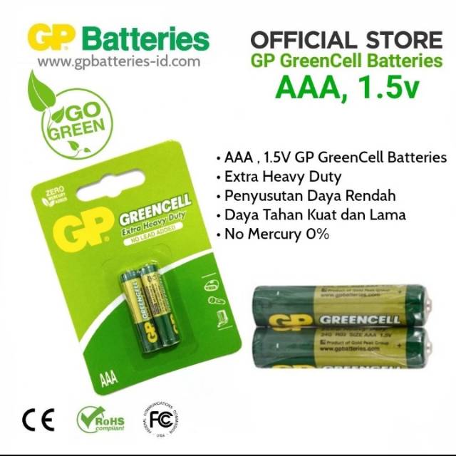 Baterai AAA 1.5V GP GreenCell Extra Heavy Duty isi 20 set