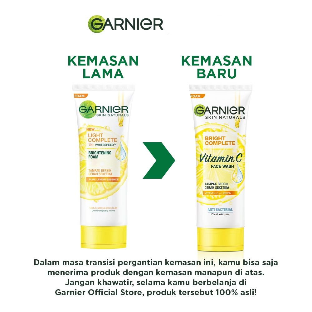 ✨STAR✨ Garnier Bright Complete Vitamin C/Brightening Face Wash 100Ml (RANDOM) / sabun wajah / sabun garnier / mencerahkan(kemasan random)-1
