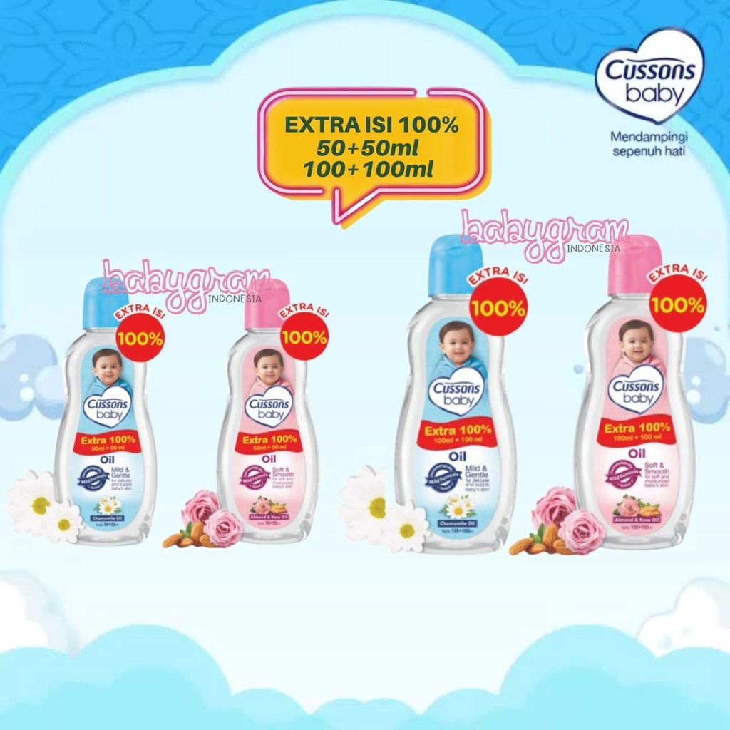 Babygram Cussons Baby Oil 50 + 50ml dan 100 + 100ml