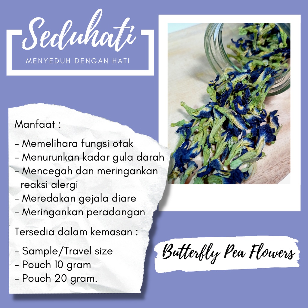 

Seduhati Teh Bunga Telang/ Butterfly Pea Flower Tea / Teh Bunga Herbal - Tea Tube/ Hampers/Hadiah Unik