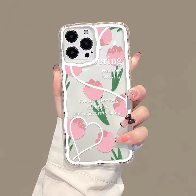 Soft Case Transparan Motif Mawar Pink Untuk IPhone 13pro / Mini 12promax / SE2 2020 / 11pro MAX / 6S / 7 / 8plus / XR