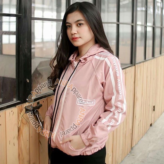 KUXU Jaket Kuxu Hoodie Resleting Wanita - Jaket Parasut Hoodie Zipper Wanita - Jaket Sporty Wanita