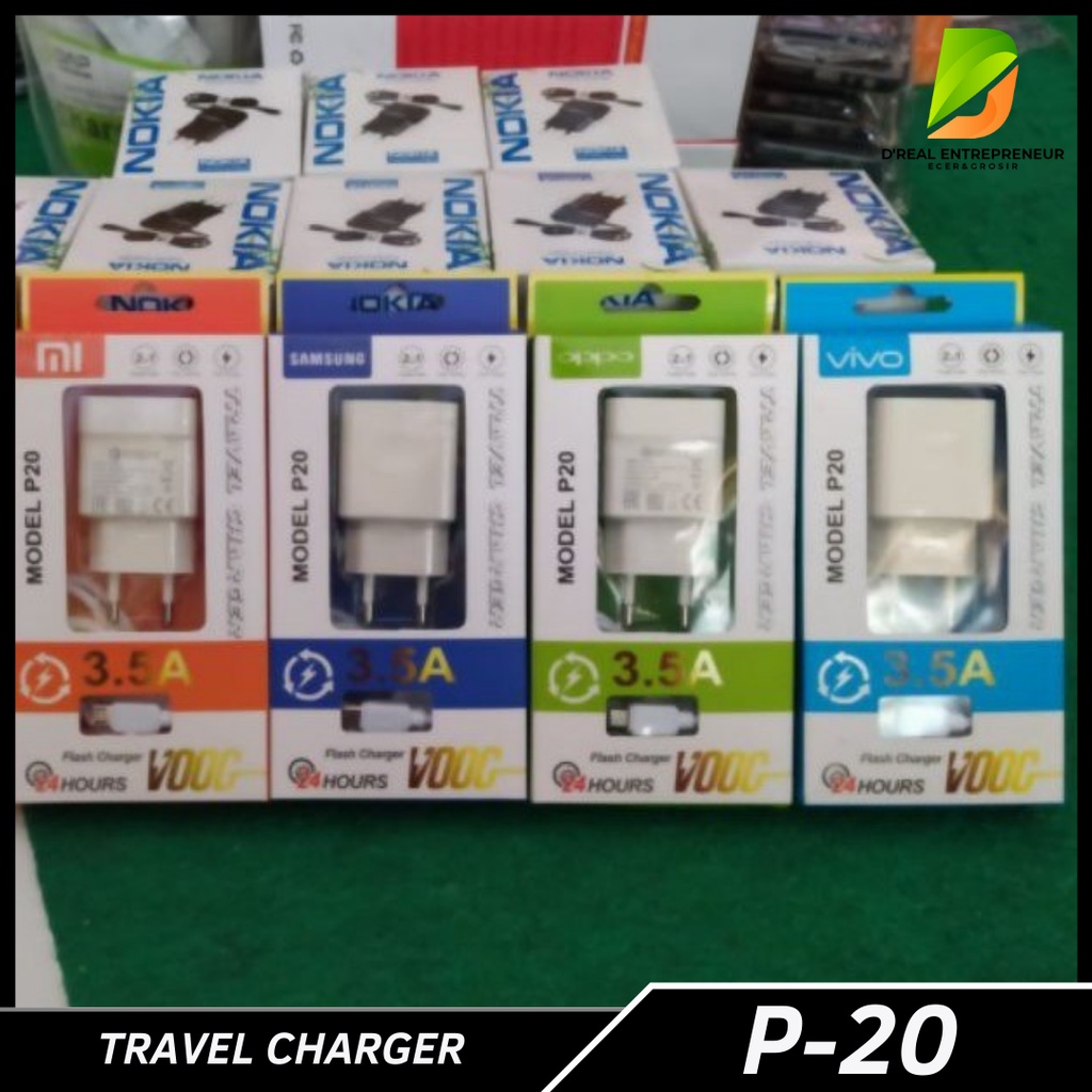 Travel Charger Micro USB Branded Kualitas Premium 3.5A Flash Charger