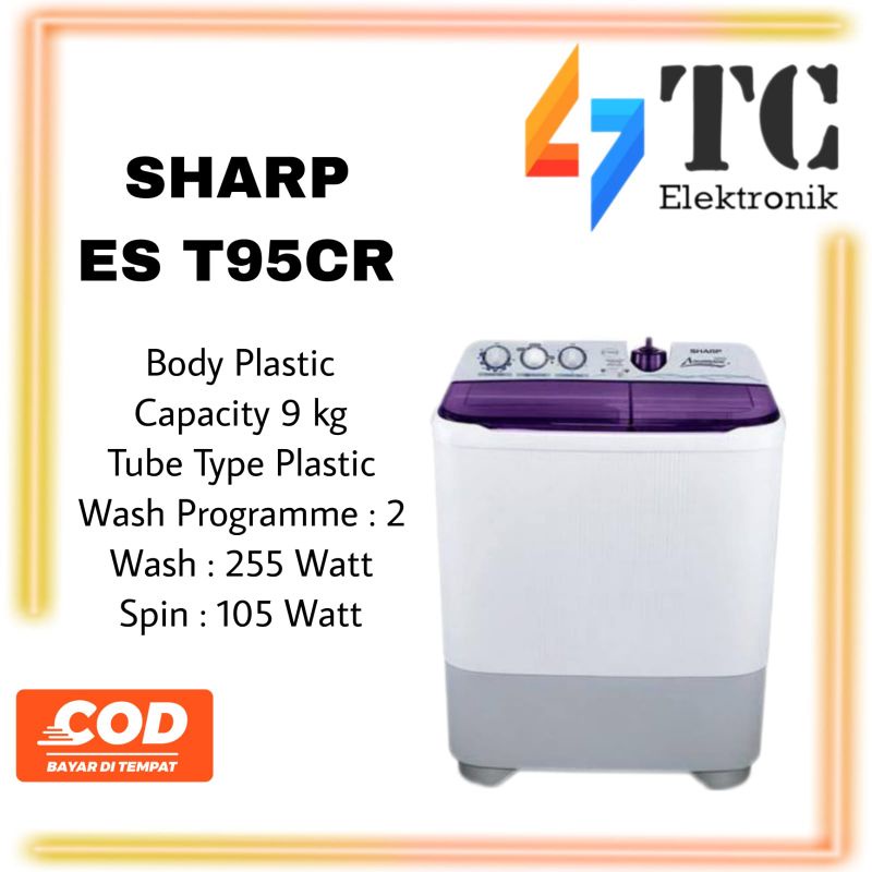 Mesin Cuci SHARP 2 Tabung 9 KG - ES-T95CR