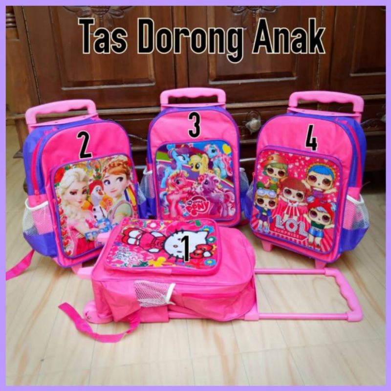 Tas dorong besar / tas Troli anak cewek sekolah TK SD ukuran besar by zellshop