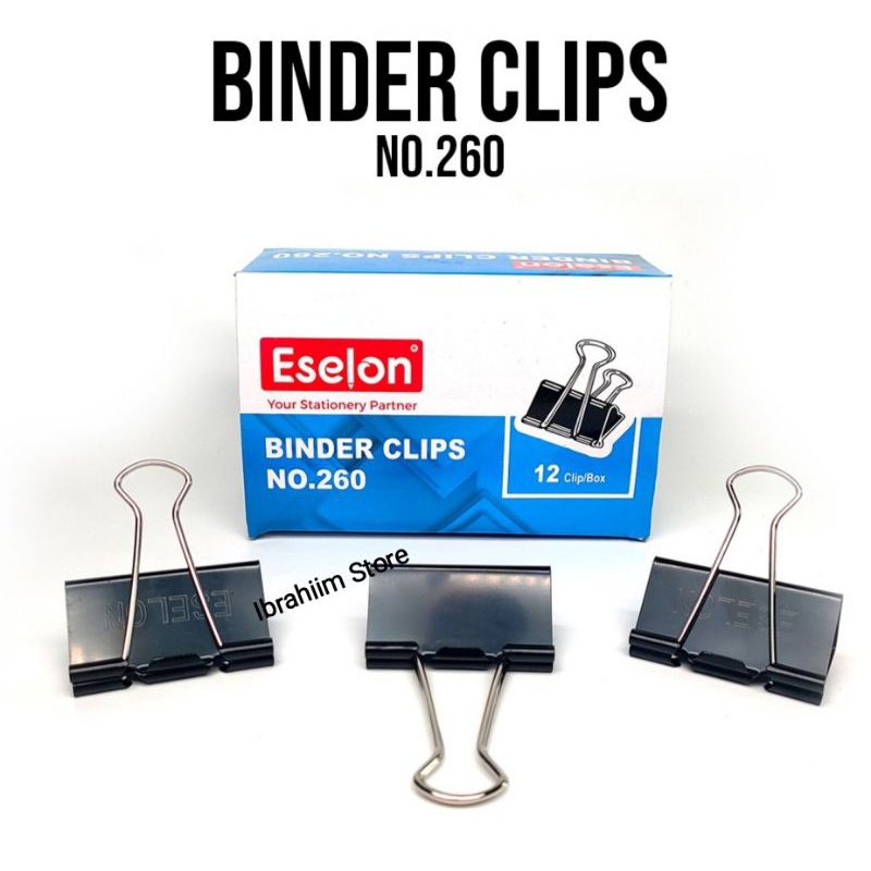 (1 PAK) Binder Clip No. 260 Murah / Klip / Double Clip / Penjepit kertas Eselon 260 1 box isi 12pcs