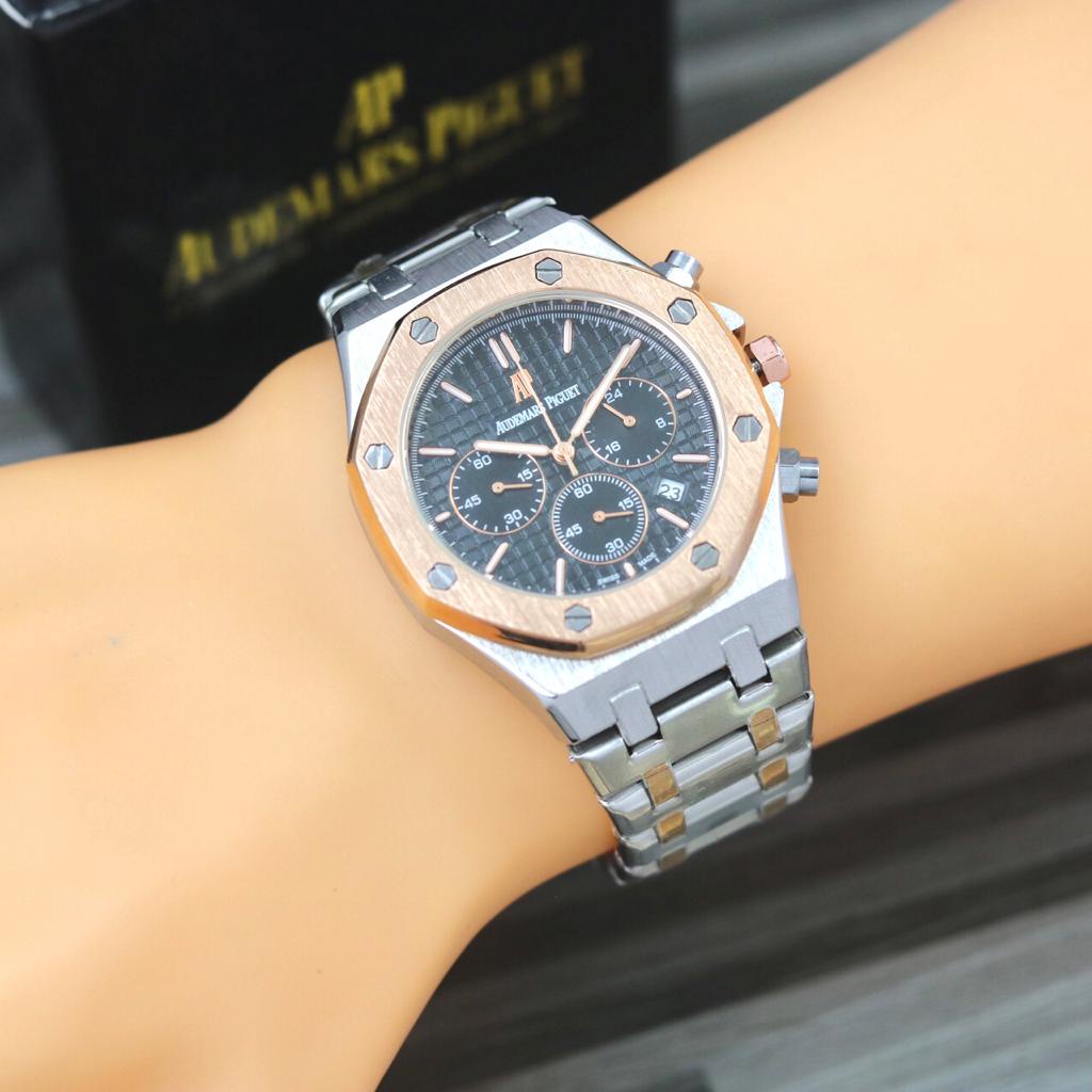 BEST SELLER JAM TANGAN PRIA AP O180 TALI RANTAI CHRONO AKTIF TANGGAL AKTIF DM 4.2CM FREE BOX BATERAI CADANGAN || JAM TANGAN FASHION PRIA JAM COWOK MURAH AP AUDS P1EGUET