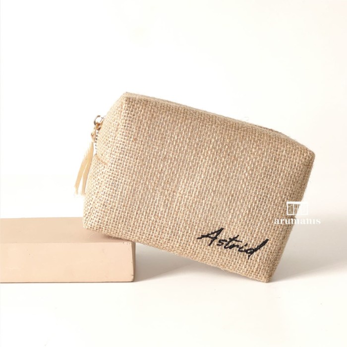 Jute Pouch Kotak / Pouch Goni Kotak Personalized Nama