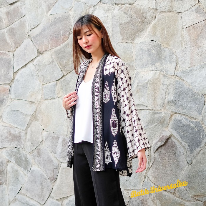 Outer Batik Wanita. Atasan Cardigan Baju Kerja - Kawung Lampion