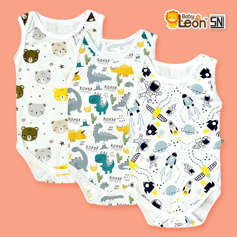 Jumper Bayi Lengan Kutung COTTON BABY LEON Jumpsuit Anak Bayi Balita BodySuit Baju Bayi BC-024SK-3