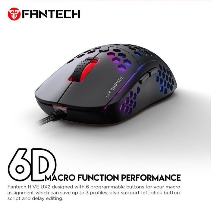 Fantech Hive UX2 Pixart 3360 RGB Lightweight Gaming Mouse