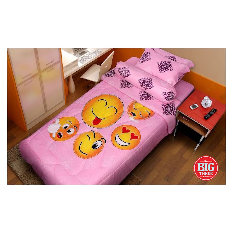 KINTAKUN YOUTH Seprai GLOW IN THE DARK 120x200 motif Smile - 120 Single Size SP Emoticon sprei