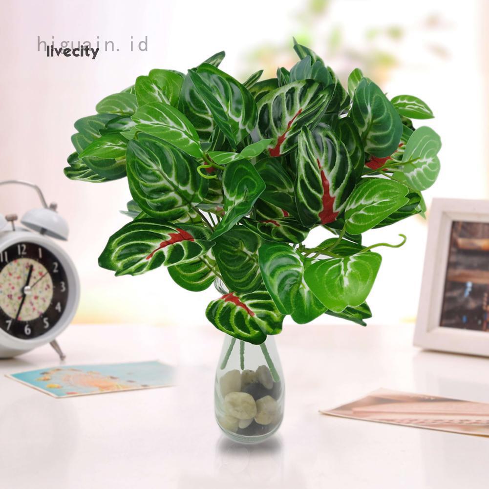 Daun Hijau 7 Kepala Buatan dengan Lem untuk Dekorasi Pohon Daun Hijau 7 Kepala Buatan dengan Lem untuk Dekorasi Pohon