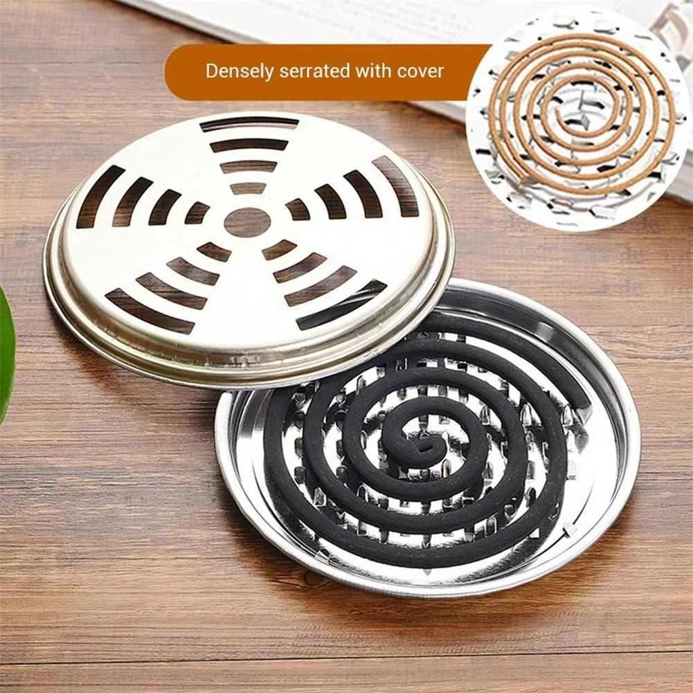 [1PCS Safety Mosquito Coils Holder With Cover ][Large Metal Insect Repellent Rack][ Mosquito Repellent Incense Plate for Home Outdoor]