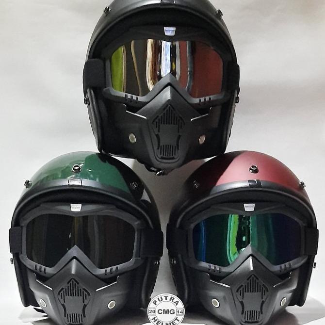 PROMO PAKET HELM BOGO RETRO GOOGLE MASK GOOGLE MASKER