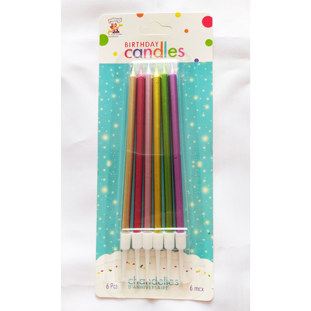Lilin Ulang Tahun Metalik | Lilin Panjang | Lilin Metalik Pelangi | Lilin Panjang Pelangi