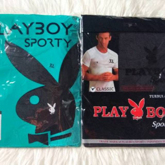 KAOS  DALAM PLAYBOY HITAM ORIGINAL SABLON