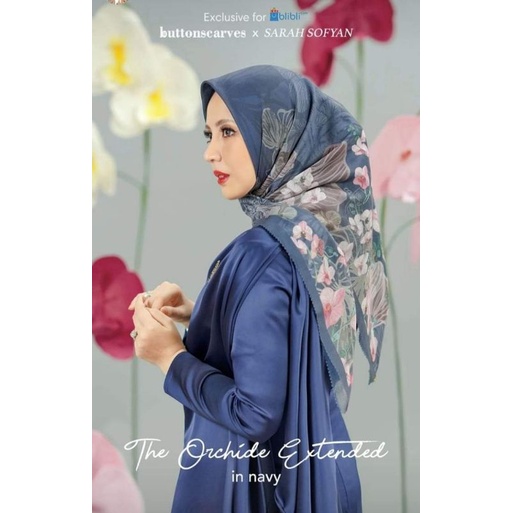 orchide extended navy buttonscarves