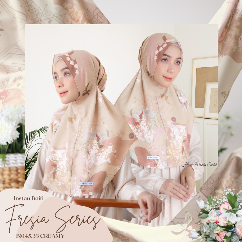 Hijabwanitacantik -Instan Baiti Fresia Series | Hijab Instan | Jilbab Instan-Creamy