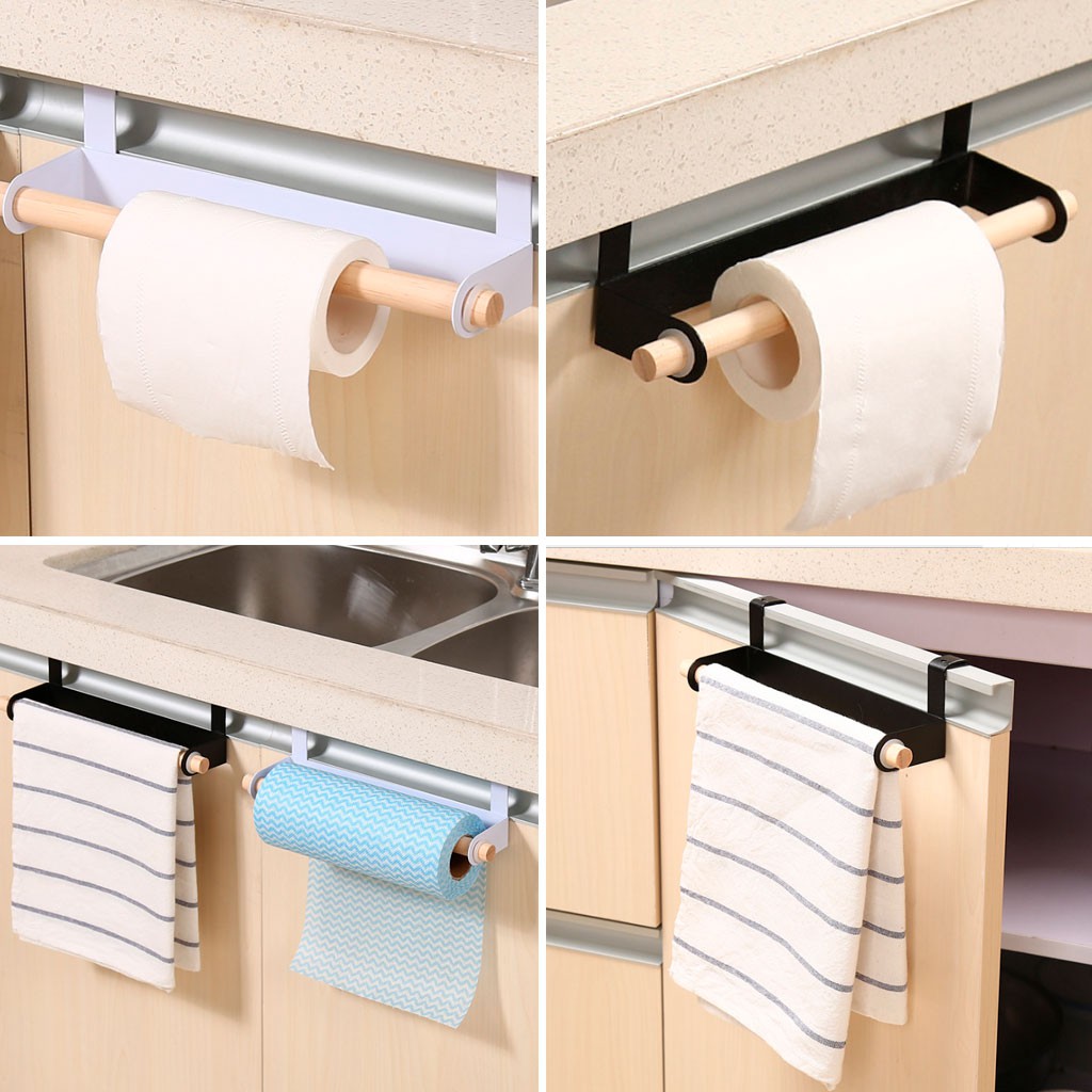 Storage Rack Towel Holder Tissue Hanger Under Cabinet Door