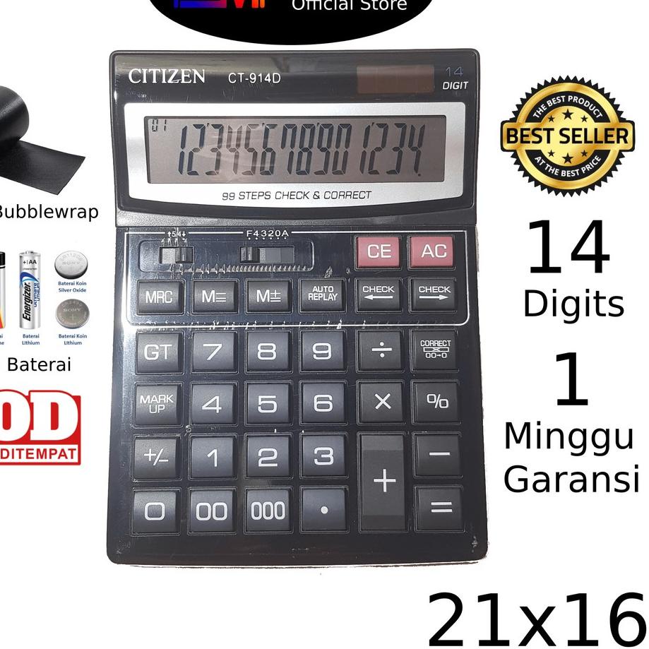 

[PRODUK ZI6HV] BESAR ! Kalkulator Citizen 914D 14 digit - Kakulator Dagang / Kalkulator Check / Calculator Besar YJJ