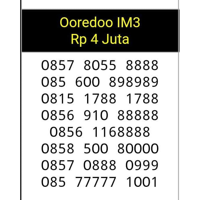 nomor cantik(085 77777 1001(0888 0999(500 80000(910 88888)im3 ooredoo