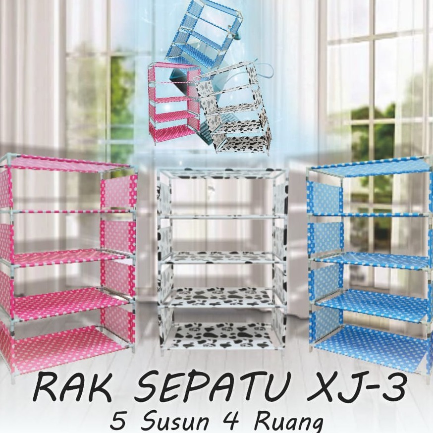 TERMURAH Rak Sepatu Portable Susun 4 dan 5 SUSUN tempat buku tas baju rack storage serbaguna BISA COD