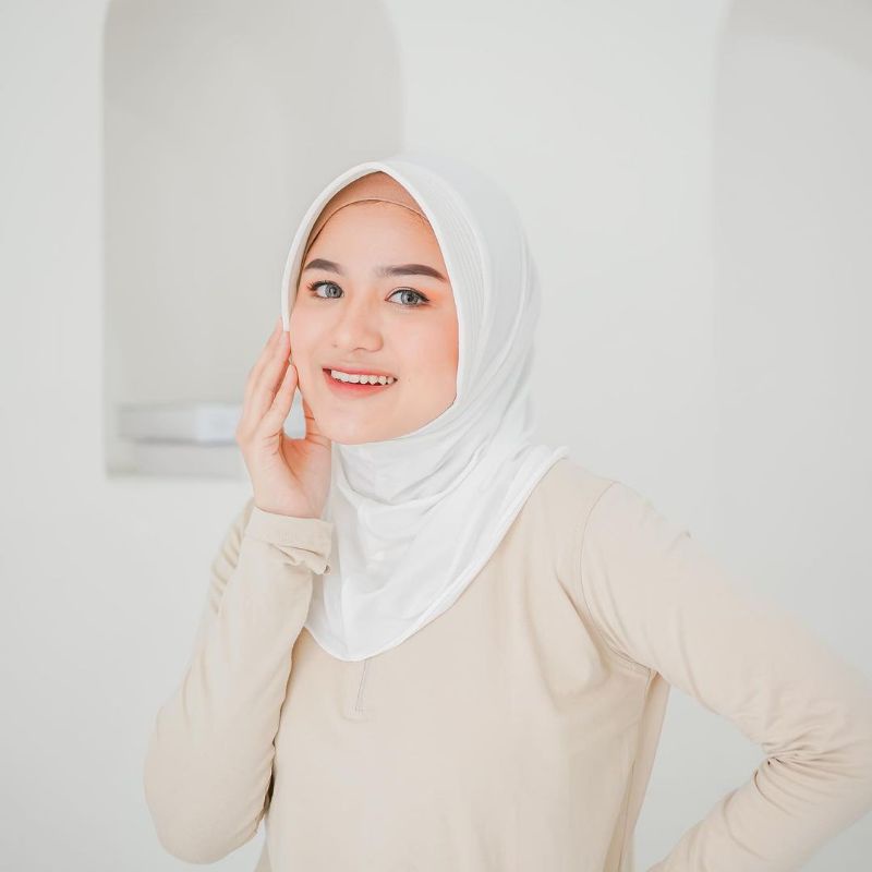 Bergo Jersey/ Bergo sport/ Khimar Sport/ Jilbab sport Size S || Termurah kualitas terbaik-Broken white