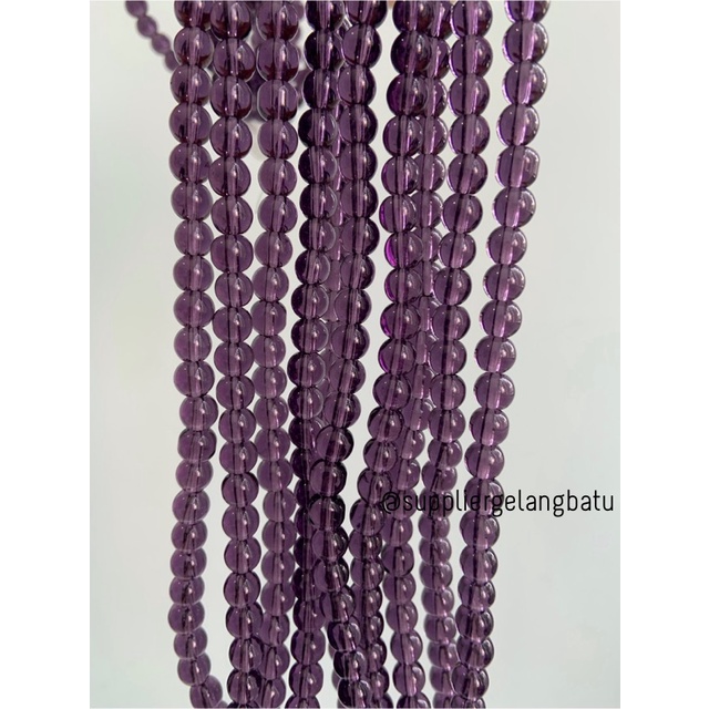 batu kuarsa 6mm purple quartz ungu bahan gelang kalung wulung kuarsa