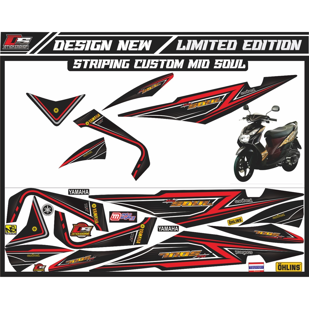 striping mio soul karbu thailand/striping mio soul variasi simple warna hitam merah