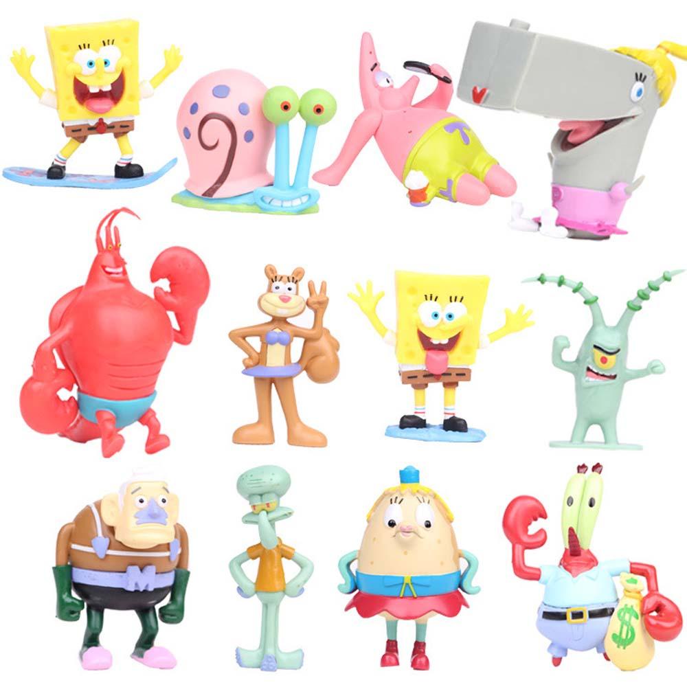 AUGUSTINA STAR COLLECTION Action Figurine Patung Lucu Kartun Patrick Star Model Koleksi Dekorasi Desktop Bos Kepiting Spons Squidward SpongeBob