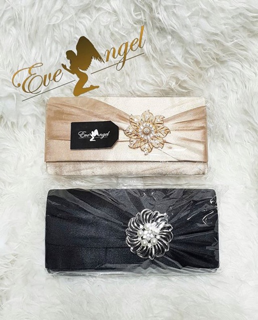Tas pesta clutch gold black import