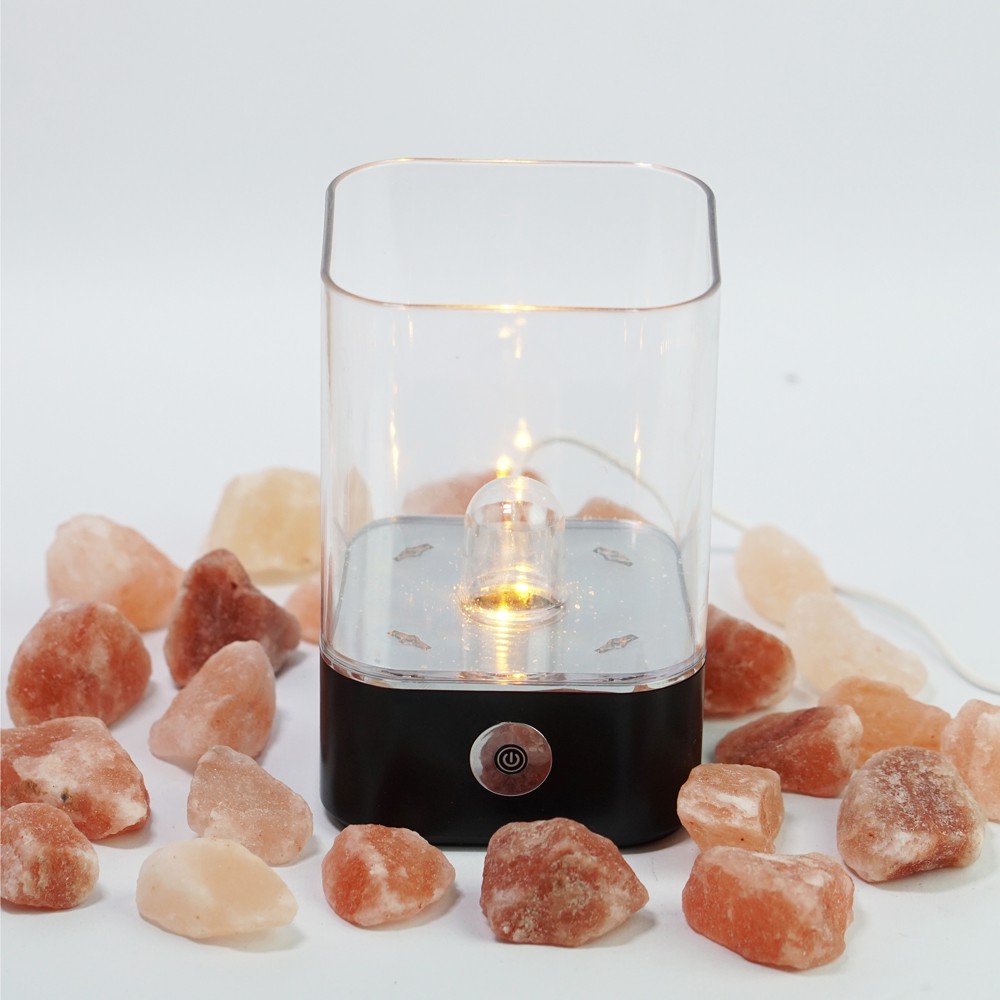 Lampu Tidur Unik LED Crystal Salt Lamp of Himalaya Lava Lamp - Hitam