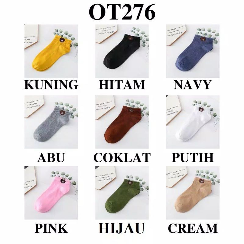 ❤Miss.Vinka❤ BANYAK WARNA Kaos Kaki Pendek Korea Motif Beruang Murah / Sock