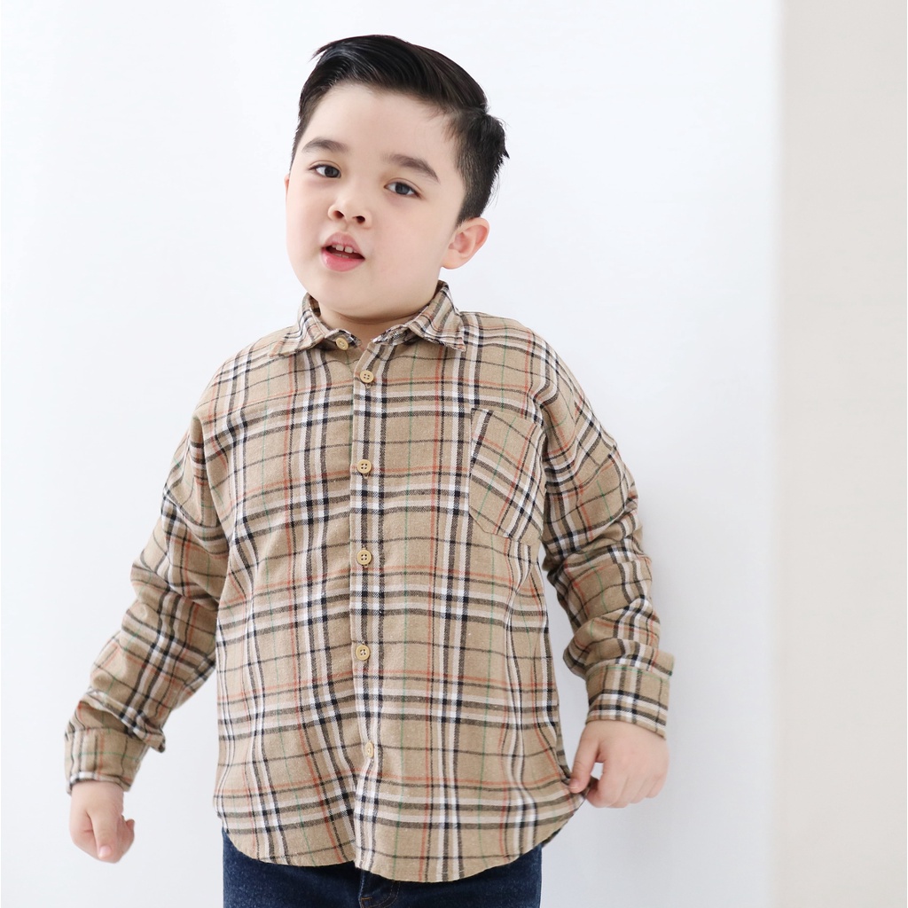 Yobebee Kemeja Flanel Anak Tangan Panjang Usia 2 3 4 6 8 Tahun Baju Atasan Kids Motif Kotak Shirt Katun Model Casual Santai