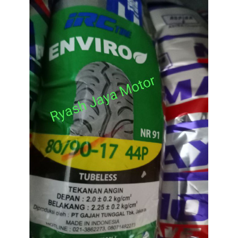 Ban IRC tubeless Enviro 80/90-17 for supra x 125/blade/vixion/vega R/vega zr/supra x helm in