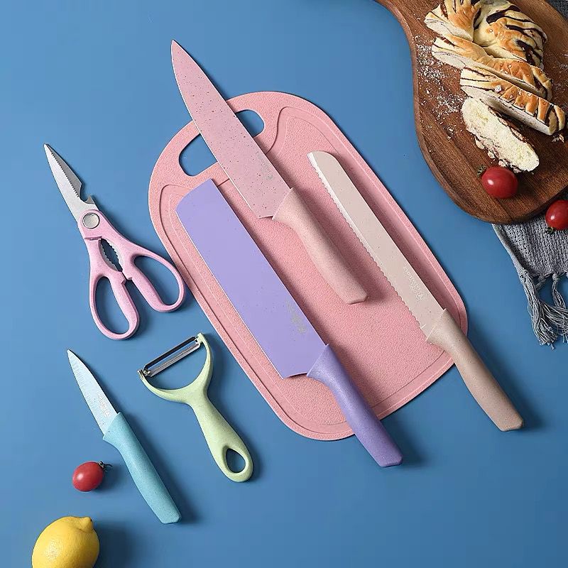 Pisau Set Stainless Pisau Set Warna Warni Pisau Stainless Dilapisi Anti Lengket Pisau Set 6in 1 Pisau Set Terlengkap Pisau Set Murah Kitchen Pisau Dapur