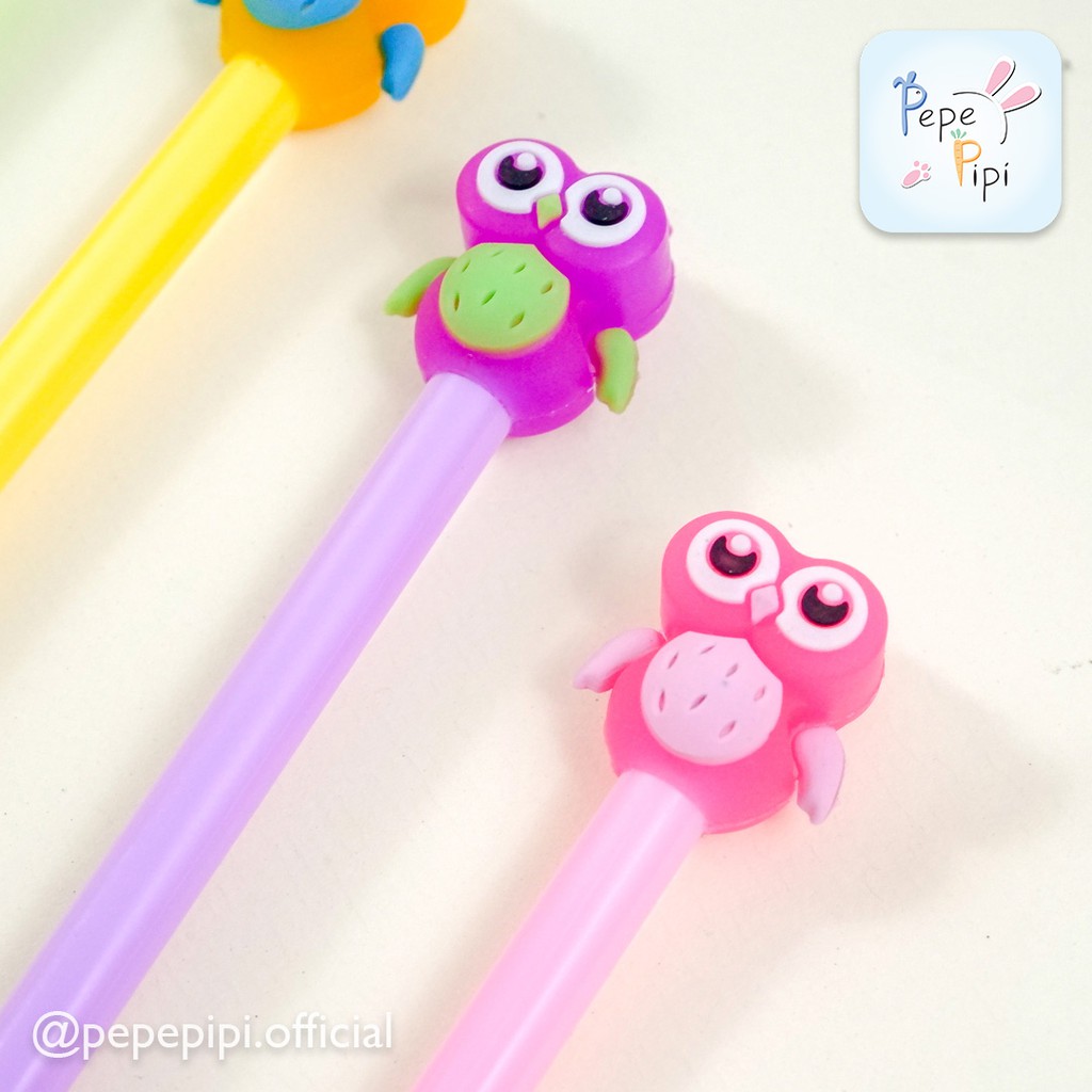 4 &amp; 12 pcs Pena Owl Burung Hantu Bolpen Pen Pulpen Gelpen Karakter Murah Lucu Unik