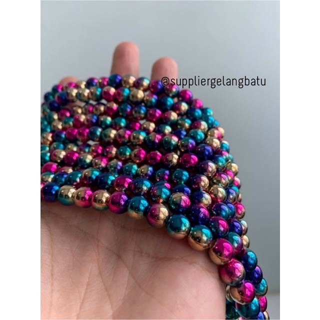 spacer multicolour 8mm steel bulet bahan gelang kalung charm premium