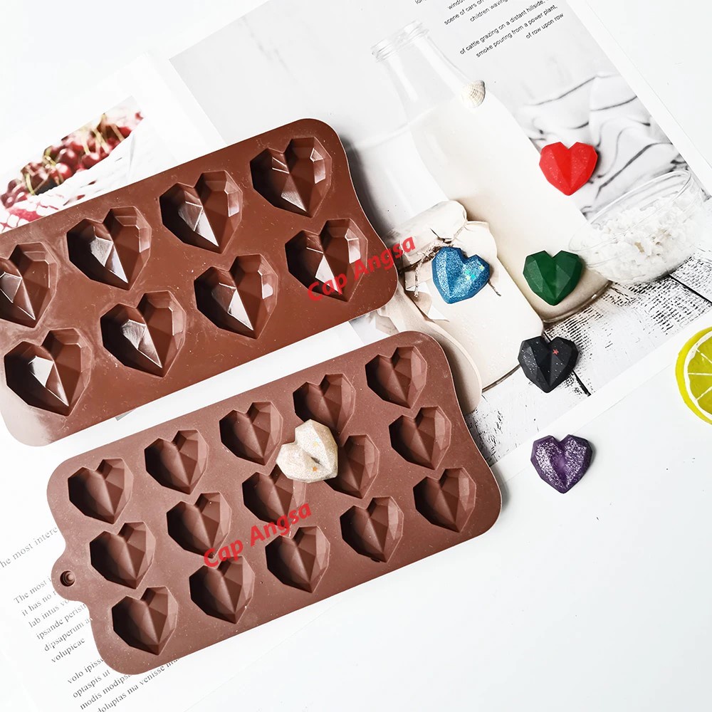 3D SILICON MOULD HEART CETAKAN SILIKON HATI LOVE LOYANG TART COKLAT FONDANT SILICONE MOLD PINATA MOUSSE CAKE 15 CAVITY