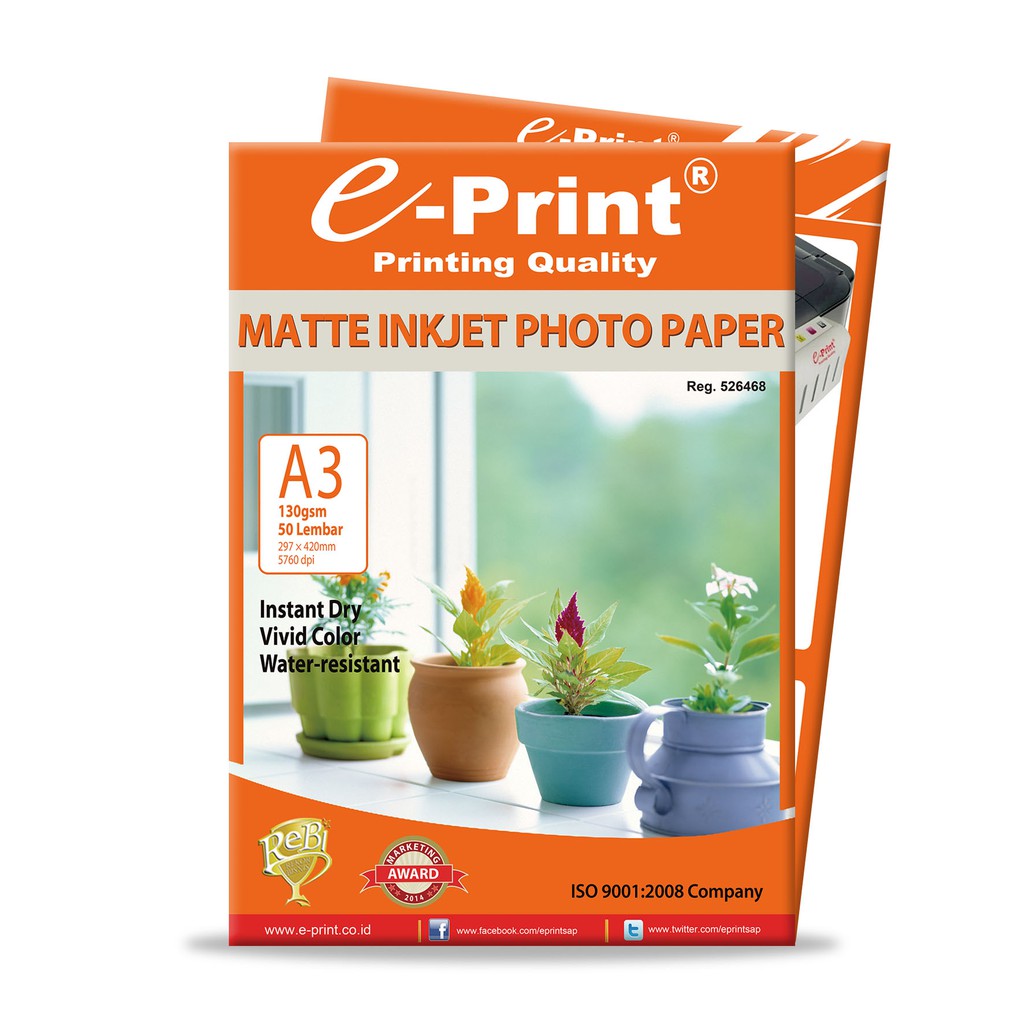 

Kertas Foto Matte Doff Inkjet A3 130gsm 50lembar e-Print