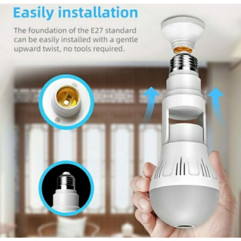 Kamera Cctv Ip Wifi Hd 5MP Panoramic 360 Derajat Bentuk Lampu Bohlam