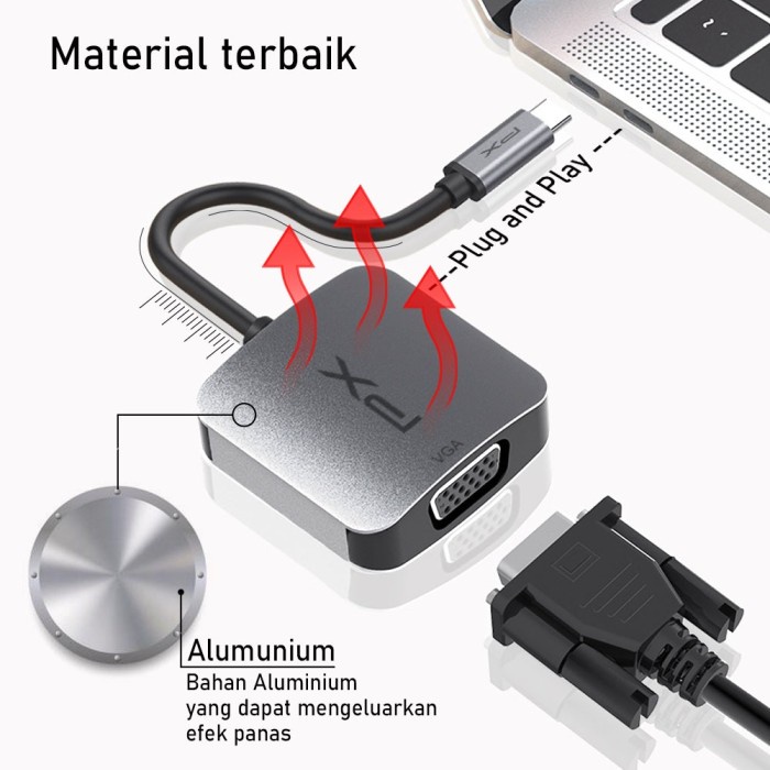 Hub Type C To VGA Converter Adapter Hub Full HD PX UCH1V