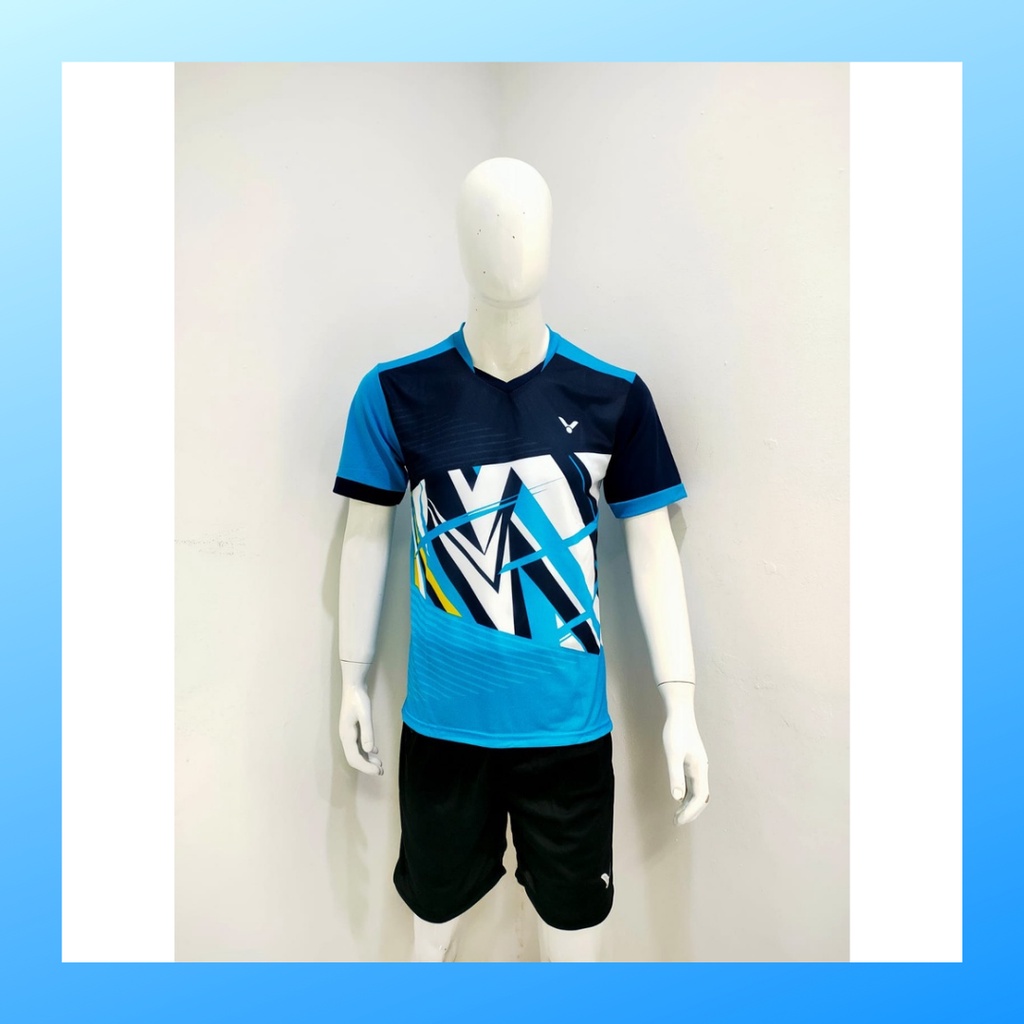 Kaos bulutangkis pria baju badminton dan celana jersey setelan wanita dewasa t-shirt outfit seragam jarsey kostum olahraga pakaian apparel sport jersy bulu tangkis casual jersi sudirman cup suit V138 navy polos