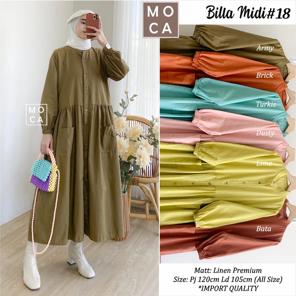 NEW Pakaian Baju Busana  Wanita BILLA MIDI 18  By MOCA 31/5